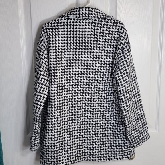 Houndstooth Button Down 7 Year Old Girls Jacket Black White Tweed Pattern - Picture 4 of 8